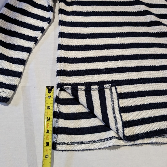 FDJ funnel cowl embellished pullover tunic sweater women's medium navy/white - Picture 2 of 8